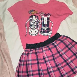 Garanimals 5T/6 Pink Top with matching Pink Plaid skirt